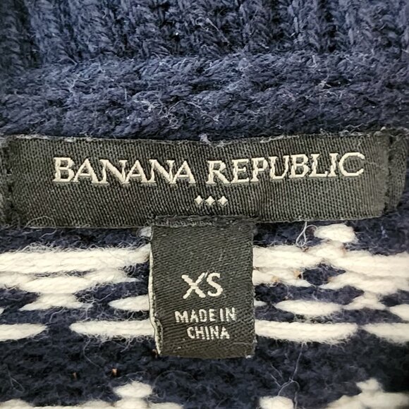 Banana Republic Navy Aztec Cotton Wool Blend Shawl Collar Cardigan - Picture 4 of 5